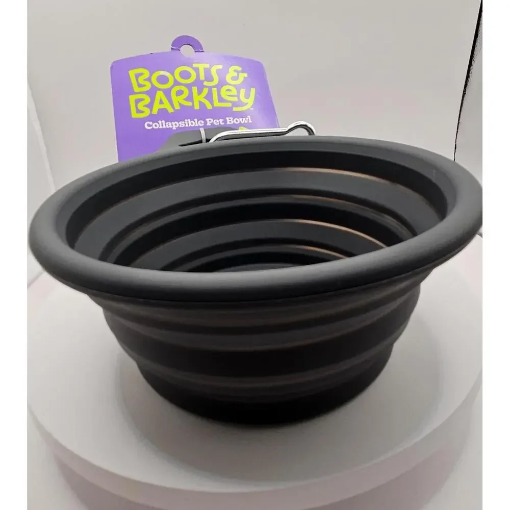 Boots & Barkley Silicone collaspible pet bowl - Grey - NWT